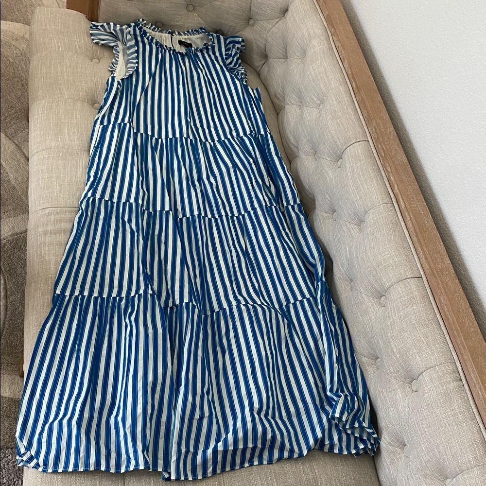 J. Crew Tiered cotton dobby dress in cape stripe - Picture 4 of 5